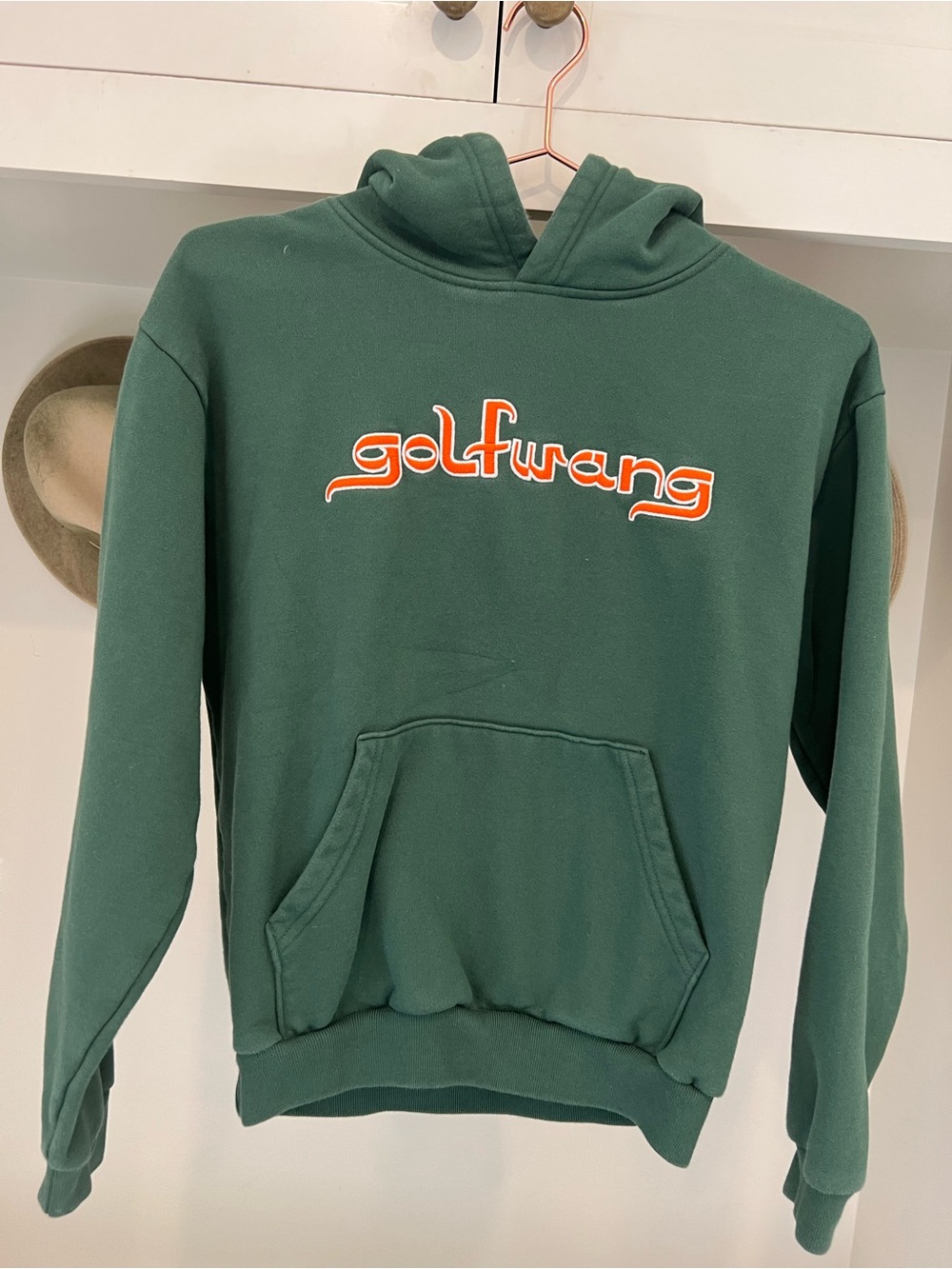 Golf Wang Green Pullover Hoodie with Orange Logo XS